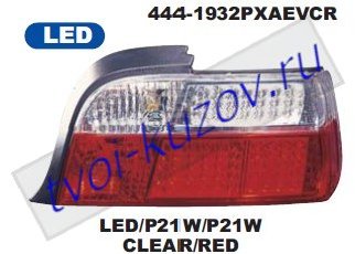 e36 фонарь задний внешний левый+правый (комплект) (купе) (кабриолет) светодиодный стоп сигнал , ук.повор хрустал красно-белый 444-1932PXAEVCR