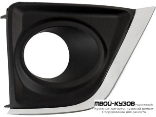 РЕШЕТКА БАМПЕРА ПЕРЕДНИЙ ПРАВАЯ СТОРОНА С ОТВЕРСТИЯМИ ПОД ПРОТИВОТУМАННЫЕ ФАРЫ , ХРОМ МОЛДИНГ (КИТАЙ) для Toyota COROLLA E180 (2013-)