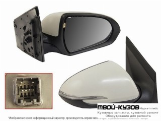 ЗЕРКАЛО ПРАВАЯ СТОРОНА ЭЛЕКТР , С ПОДОГРЕВОМ , УКАЗАТЕЛЬ ПОВОРОТА (КИТАЙ) для Hyundai SOLARIS (2017-)