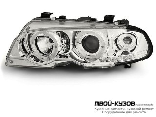 ФАРА ЛЕВАЯ + ПРАВАЯ (КОМПЛЕКТ) ТЮНИНГ ЛИНЗОВАННАЯ С КОРРЕКТОР С 2 СВЕТЯЩИЙСЯ ОБОДК , ЛИТОЙ УКАЗАТЕЛЬ ПОВОРОТА (SONAR) ВНУТРИ ХРОМ для BMW E46 КУПЕ (10.1998 - 03.2003) (2003-2006)