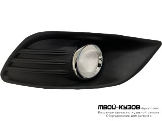 РЕШЕТКА БАМПЕРА ПЕРЕДНИЙ ПРАВАЯ СТОРОНА С ОТВЕРСТИЯМИ ПОД ПРОТИВОТУМАННЫЕ ФАРЫ С ХРОМ МОЛДИНГ (КИТАЙ) для Ford FOCUS (2008-2010)