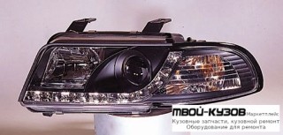 ФАРА ЛЕВАЯ + ПРАВАЯ (КОМПЛЕКТ) ТЮНИНГ ЛИНЗОВАННАЯ (DEVIL EYES) (SONAR) ВНУТРИ ЧЁРНЫЙ для Audi A4 (01.1999 - 01.2001)