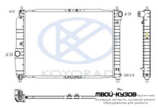 РАДИАТОР ОХЛАЖДЕНИЯ 1.2 1.4 MT (KOYO) для Chevrolet AVEO T200 (2004-), Chevrolet AVEO T250 (2006-)