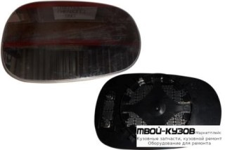 СТЕКЛО ЗЕРКАЛА ПРАВАЯ СТОРОНА С ПОДОГРЕВОМ (CONVEX) (ТАЙВАНЬ) для Renault LOGAN (2005-2014), Nissan MICRA (2003-)