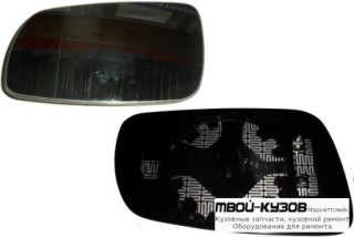 СТЕКЛО ЗЕРКАЛА ЛЕВАЯ СТОРОНА С ПОДОГРЕВОМ (ASPHERICAL) БОЛЬШ (ТАЙВАНЬ) для Skoda FABIA (01.2000 - 2006), Skoda OCTAVIA (04.1997 - 07.2000 08.2000-), Volkswagen SHARAN (10.1995 - 03.2000) / FD GALAXY (07.1995 - 03.2000) / SEAT ALHAMBRA (05.1996 - 03.2000)