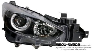 ФАРА ПРАВАЯ СТОРОНА С КОРРЕКТОР ВНУТРИ ЧЁРНЫЙ (DEPO) для Mazda 3 (2013-)
