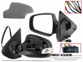 ЗЕРКАЛО ЛЕВАЯ СТОРОНА ЭЛЕКТР С ПОДОГРЕВОМ , УКАЗАТЕЛЬ ПОВОРОТА , ГРУНТ КРЫШК (CONVEX) (ТАЙВАНЬ) для Renault LOGAN / SANDERO (2014-)