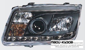 ФАРА ЛЕВАЯ + ПРАВАЯ (КОМПЛЕКТ) ТЮНИНГ (DEVIL EYES) С ПРОТИВОТУМ ЛИНЗОВАННАЯ (SONAR) ВНУТРИ ЧЁРНЫЙ для Volkswagen BORA (09.1998-)