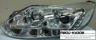 ФАРА ЛЕВАЯ + ПРАВАЯ (КОМПЛЕКТ) ТЮНИНГ ЛИНЗОВАННАЯ С ДИОД КОРРЕКТОР (EAGLE EYES) ВНУТРИ ХРОМ для Ford FOCUS (2011-2014)