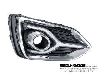 РЕШЕТКА БАМПЕРА ПЕРЕДНИЙ ПРАВАЯ СТОРОНА С ОТВЕРСТИЯМИ ПОД ПРОТИВОТУМАННЫЕ ФАРЫ ХРОМ (КИТАЙ) для Hyundai SOLARIS (2017-)