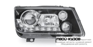 ФАРА ЛЕВАЯ + ПРАВАЯ (КОМПЛЕКТ) ТЮНИНГ (DEVIL EYES) С ПРОТИВОТУМ ЛИНЗОВАННАЯ (JUNYAN) ВНУТРИ ЧЁРНЫЙ для Volkswagen BORA (09.1998-)