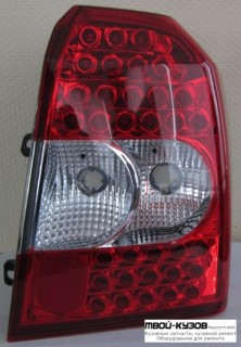 ФОНАРЬ ЗАДНИЙ ВНЕШНИЙ ЛЕВАЯ + ПРАВАЯ (КОМПЛЕКТ) ТЮНИНГ ПРОЗРАЧНЫЙ ДИОД (EAGLE EYES) ВНУТРИ ХРОМ КРАСНЫЙ для Dodge CALIBER (2007-)