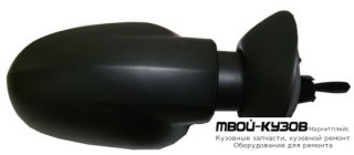ЗЕРКАЛО ПРАВАЯ СТОРОНА МЕХАН С ТРОСИК (CONVEX) ЧЁРНЫЙ (ТАЙВАНЬ) для Renault LOGAN (2005-2014)