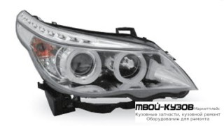 ФАРА ЛЕВАЯ + ПРАВАЯ (КОМПЛЕКТ) ТЮНИНГ (DEVIL EYES) С КОРРЕКТОР С СВЕТЯЩИЙСЯ ОБОДК ЛИНЗОВАННАЯ (JUNYAN) ВНУТРИ ХРОМ для BMW E60 (2002-)