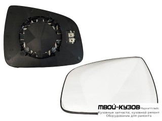 СТЕКЛО ЗЕРКАЛА ЛЕВАЯ СТОРОНА С ПОДОГРЕВОМ (CONVEX) БОЛЬШ (ТАЙВАНЬ) для Renault LOGAN (2005-2014)