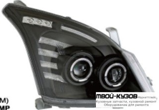 ФАРА ЛЕВАЯ + ПРАВАЯ (КОМПЛЕКТ) ТЮНИНГ 4 ЛИНЗОВАННАЯ С СВЕТЯЩИЙСЯ ОБОДК ДИОД (EAGLE EYES) ВНУТРИ ЧЁРНЫЙ для Toyota LANDCRUISER PRADO 120 (09.2002-)