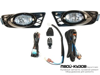 ФАРА ПРОТИВОТУМАННАЯ ЛЕВАЯ + ПРАВАЯ (КОМПЛЕКТ) С ПРОВОДК , КНОПКОЙ , РЕШЕТК БАМПЕРА , (СЕДАН) (DEPO) для Honda CIVIC (2006-2011) СЕДАН