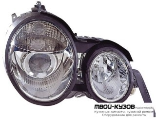 ФАРА ЛЕВАЯ + ПРАВАЯ (КОМПЛЕКТ) ПОД КОРРЕКТОР ТЮНИНГ ДИЗАЙН (Е КЛАСС 2003) ЛИНЗОВАННАЯ (DEPO) для Mercedes W210 (08.1995 - 08.1999) (09.1999 - 06.2002)