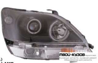 ФАРА ЛЕВАЯ + ПРАВАЯ (КОМПЛЕКТ) ТЮНИНГ ЛИНЗОВАННАЯ С 2 СВЕТЯЩИЙСЯ ОБОДК (EAGLE EYES) ВНУТРИ ЧЁРНЫЙ для Lexus RX 300 (1999 - 02.2002)