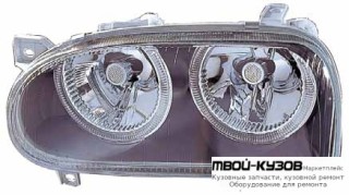 ФАРА ЛЕВАЯ + ПРАВАЯ (КОМПЛЕКТ) ТЮНИНГ С СВЕТЯЩИЙСЯ ОБОДК ВНУТРИ (DEPO) ЧЁРНЫЙ для Volkswagen GOLF III (11.1991 - 09.1997)