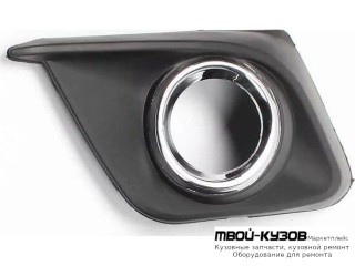 РЕШЕТКА БАМПЕРА ПЕРЕДНИЙ ЛЕВАЯ СТОРОНА С ОТВЕРСТИЯМИ ПОД ПРОТИВОТУМАННЫЕ ФАРЫ , С ХРОМ МОЛДИНГ (КИТАЙ) для Mazda 3 (2013-)