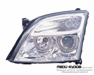 ФАРА ЛЕВАЯ + ПРАВАЯ (КОМПЛЕКТ) ТЮНИНГ С СВЕТЯЩИЙСЯ ОБОДК ЛИНЗОВАННАЯ ВНУТРИ (DEPO) ХРОМ для Opel VECTRA С (04.2002-) SIGNUM (2003-)