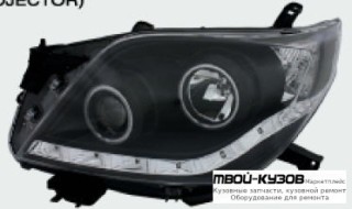 ФАРА ЛЕВАЯ + ПРАВАЯ (КОМПЛЕКТ) ТЮНИНГ ЛИНЗОВАННАЯ (DEVIL EYES) С СВЕТЯЩИЙСЯ ОБОДК (EAGLE EYES) ВНУТРИ ЧЁРНЫЙ для Toyota LANDCRUISER PRADO 150 (2009-2017)