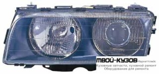 ФАРА ЛЕВАЯ СТОРОНА С КОРРЕКТОР ЛИНЗОВАННАЯ ВНУТРИ (DEPO) ЧЁРНЫЙ для BMW E38 (06.1994 - 08.1998) (09.1998 - 2002)