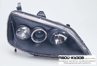 ФАРА ЛЕВАЯ + ПРАВАЯ (КОМПЛЕКТ) ТЮНИНГ ЛИНЗОВАННАЯ С СВЕТЯЩИЙСЯ ОБОДК (SONAR) ВНУТРИ ЧЁРНЫЙ для Honda CIVIC СЕДАН / КУПЕ (2001-2003) ХЭТЧБЭК (2001-2005)