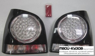 ФОНАРЬ ЗАДНИЙ ВНЕШНИЙ ЛЕВАЯ + ПРАВАЯ (КОМПЛЕКТ) (DEPO) ТЮНИНГ ДИОД ХРОМ-ЧЁРНЫЙ для Volkswagen POLO (08.2001 - 2009)