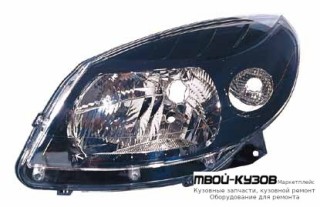 ФАРА ЛЕВАЯ СТОРОНА +/- КОРРЕКТОР ВНУТРИ (DEPO) ЧЁРНЫЙ для Renault SANDERO (2008-)