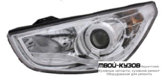 ФАРА ЛЕВАЯ + ПРАВАЯ (КОМПЛЕКТ) ТЮНИНГ (DEVIL EYES) ЛИНЗОВАННАЯ С СВЕТЯЩИЙСЯ ОБОДК +/- ПОД КОРРЕКТОР (EAGLE EYES) ВНУТРИ ХРОМ для Hyundai IX35 (2010-)