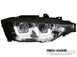 ФАРА ЛЕВАЯ + ПРАВАЯ (КОМПЛЕКТ) ТЮНИНГ ЛИНЗОВАННАЯ С СВЕТЯЩ.СЕКЦИЯМИ КОРРЕКТОР (EAGLE EYES) ВНУТРИ ЧЁРНЫЙ для BMW F30 3 series (2012-)