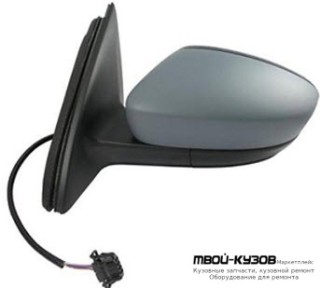 ЗЕРКАЛО ЛЕВАЯ СТОРОНА ЭЛЕКТР С ПОДОГРЕВОМ , ГРУНТ (CONVEX) (ТАЙВАНЬ) для Skoda RAPID (2014-)