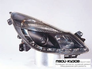 ФАРА ЛЕВАЯ + ПРАВАЯ (КОМПЛЕКТ) ТЮНИНГ ЛИНЗОВАННАЯ (DEVIL EYES) (SONAR) ВНУТРИ ЧЁРНЫЙ для Opel CORSA (2006-)