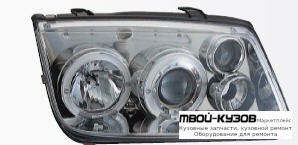 ФАРА ЛЕВАЯ + ПРАВАЯ (КОМПЛЕКТ) ТЮНИНГ С ПРОТИВОТУМ ЛИНЗОВАННАЯ (SONAR) ВНУТРИ ХРОМ для Volkswagen BORA (09.1998-)