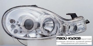 ФАРА +УКАЗ.ПОВОРОТА ЛЕВАЯ + ПРАВАЯ (КОМПЛЕКТ) ТЮНИНГ ЛИНЗОВАННАЯ С 2 СВЕТЯЩИЙСЯ ОБОДК (SONAR) ВНУТРИ ХРОМ для Dodge NEON (2000-)