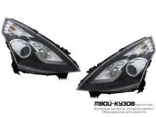 ФАРА ЛЕВАЯ + ПРАВАЯ (КОМПЛЕКТ) ТЮНИНГ ЛИНЗОВАННАЯ (DEVIL EYES) С СВЕТЯЩИЙСЯ ОБОДК +/- ПОД КОРРЕКТОР (EAGLE EYES) ВНУТРИ ЧЁРНЫЙ для Nissan TEANA (2008-2013)