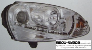 ФАРА ЛЕВАЯ + ПРАВАЯ (КОМПЛЕКТ) ТЮНИНГ (DEVIL EYES) ЛИНЗОВАННАЯ (SONAR) ВНУТРИ ХРОМ для Volkswagen GOLF V (10.2003-)