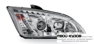 ФАРА ЛЕВАЯ + ПРАВАЯ (КОМПЛЕКТ) ТЮНИНГ ЛИНЗОВАННАЯ (DEVIL EYES) (JUNYAN) ВНУТРИ ХРОМ для Ford FOCUS (2005-)