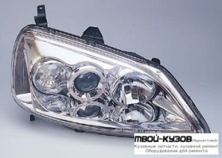 ФАРА ЛЕВАЯ + ПРАВАЯ (КОМПЛЕКТ) ТЮНИНГ ЛИНЗОВАННАЯ С СВЕТЯЩИЙСЯ ОБОДК (SONAR) ВНУТРИ ХРОМ для Honda CIVIC СЕДАН / КУПЕ (2001-2003) ХЭТЧБЭК (2001-2005)