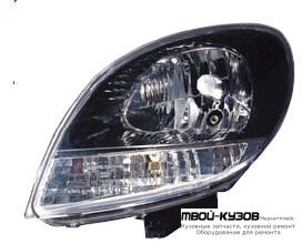 ФАРА ЛЕВАЯ СТОРОНА ПОД КОРРЕКТОР ВНУТРИ ЧЁРНЫЙ УКАЗАТЕЛЬ ПОВОРОТА (DEPO) БЕЛЫЙ для Renault KANGOO (2003-2008)