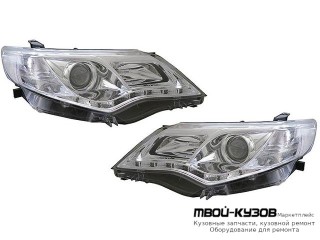 ФАРА ЛЕВАЯ + ПРАВАЯ (КОМПЛЕКТ) ТЮНИНГ ЛИНЗОВАННАЯ (DEVIL EYES) С КОРРЕКТОР (SONAR) ВНУТРИ ХРОМ для Toyota CAMRY V50 (2011-)