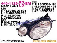 W211,E,  02-05  ФАРА ПЕРЕДНЯЯ ЛЕВАЯ H7+H7   440-1126L-LD-EM
