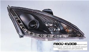 ФАРА ЛЕВАЯ + ПРАВАЯ (КОМПЛЕКТ) ТЮНИНГ ЛИНЗОВАННАЯ (DEVIL EYES) (SONAR) ВНУТРИ ЧЁРНЫЙ для Ford FOCUS (11.1998 - 10.2001) (11.2001-)