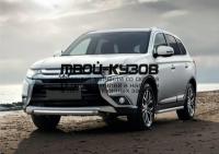 R.4010.003 - ЗАЩИТА ПЕРЕДНЕГО БАМПЕРА d57 короткая (RIVAL) Mitsubishi Outlander рестайлинг (2015-2018)