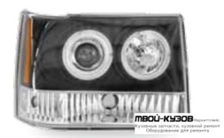 ФАРА ЛЕВАЯ + ПРАВАЯ (КОМПЛЕКТ) ТЮНИНГ ЛИНЗОВАННАЯ , ЛИТОЙ УКАЗАТЕЛЬ ПОВОРОТА ВНУТРИ ЧЁРНЫЙ для Jeep GRAND CHEROKEE (1993-1995), Jeep GRAND CHEROKEE (1996-1998)