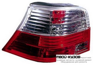 ФОНАРЬ ЗАДНИЙ ВНЕШНИЙ ЛЕВАЯ + ПРАВАЯ (КОМПЛЕКТ) ТЮНИНГ ПРОЗРАЧНЫЙ ХРУСТАЛ (DEPO) КРАСНЫЙ-БЕЛ для Volkswagen GOLF IV (10.1997-)