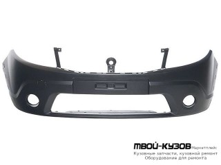 БАМПЕР ПЕРЕДНИЙ С ОТВЕРСТИЯМИ ПОД ПРОТИВОТУМАННЫЕ ФАРЫ , С ОТВ ПОД МОЛДИНГ (ТАЙВАНЬ) для Renault SANDERO (2008-)