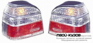 ФОНАРЬ ЗАДНИЙ ВНЕШНИЙ ЛЕВАЯ + ПРАВАЯ (КОМПЛЕКТ) ПРОЗРАЧНЫЙ (DEPO) БЕЛ-КРАСНЫЙ для Volkswagen GOLF III (11.1991 - 09.1997)
